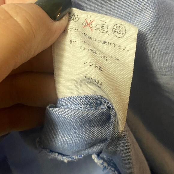 Vanessa Bruno Athé Blue Cotton Drop Waist Short Sleeve Collared Shirt Dress 2-4 - Picture 7 of 8